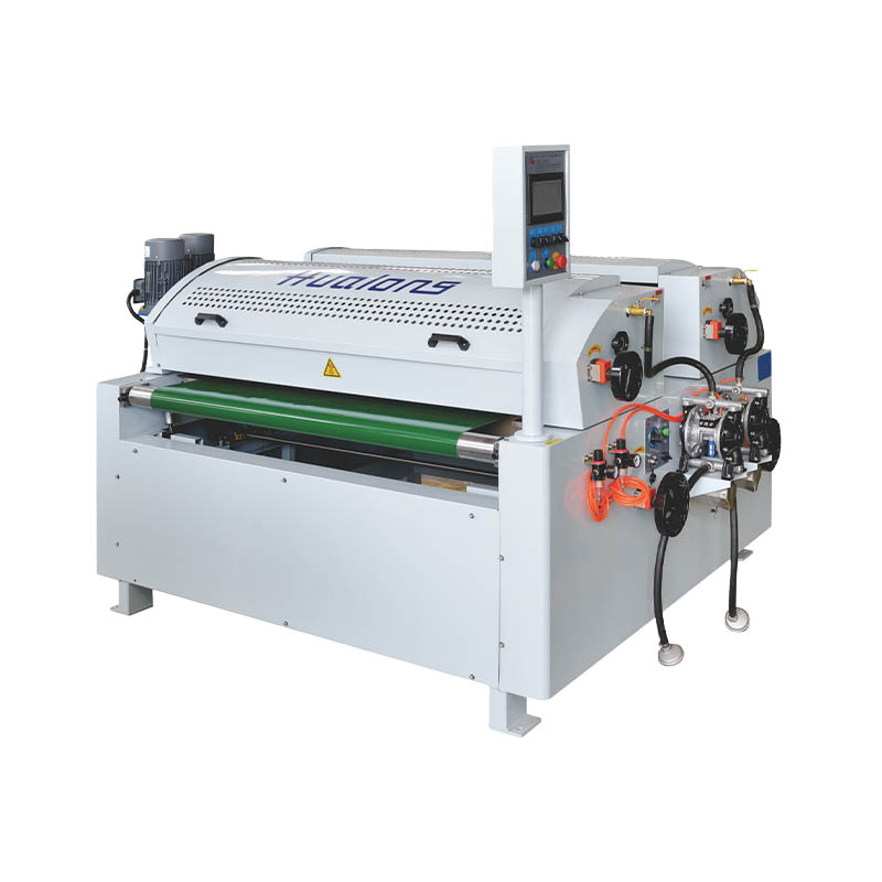 How can temperature control be used in a woodworking twin-roll coating machine to prevent the coating from curing prematurely on the roller surface?